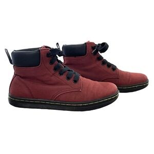 Dr. Martens Maelly Canvas Maroon Lace-Up High Top Shoes Size 6 Edgy Punk Grunge